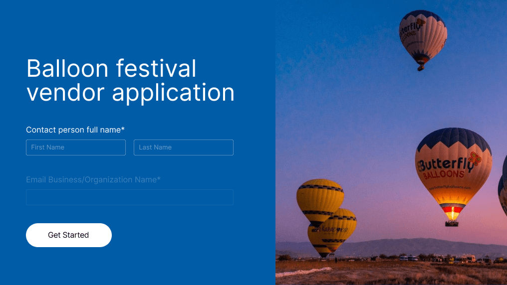 Balloon festival vendor application form template preview