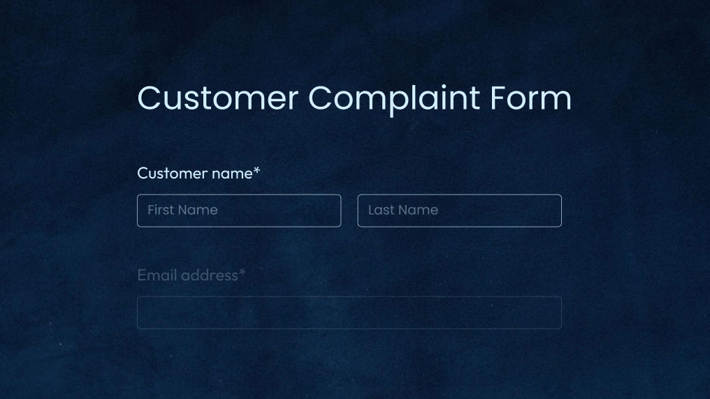 Customer complaint form template preview